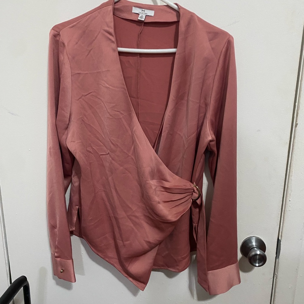 Halston Heritage Rose Mauve Wrap Blouse